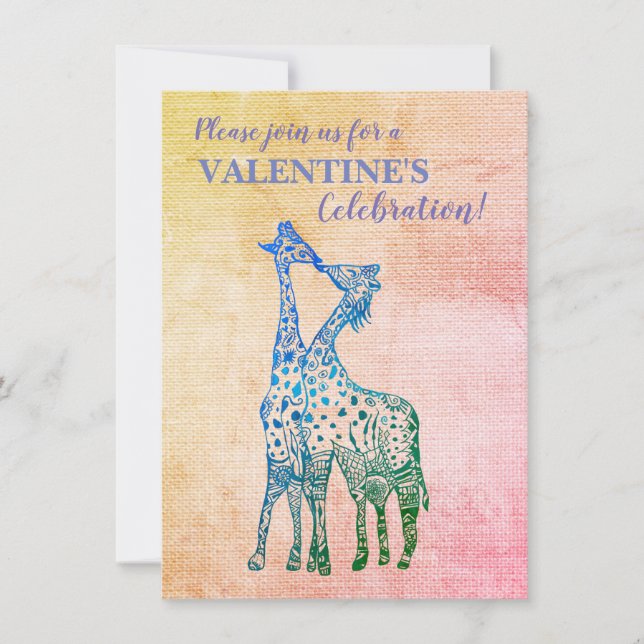 Giraffes Rustic Valentine-inbjudan Inbjudningar (Framsida)