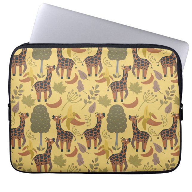 Giraffes sömlösa bakgrund för gulten mönster laptop fodral (Framsidan)