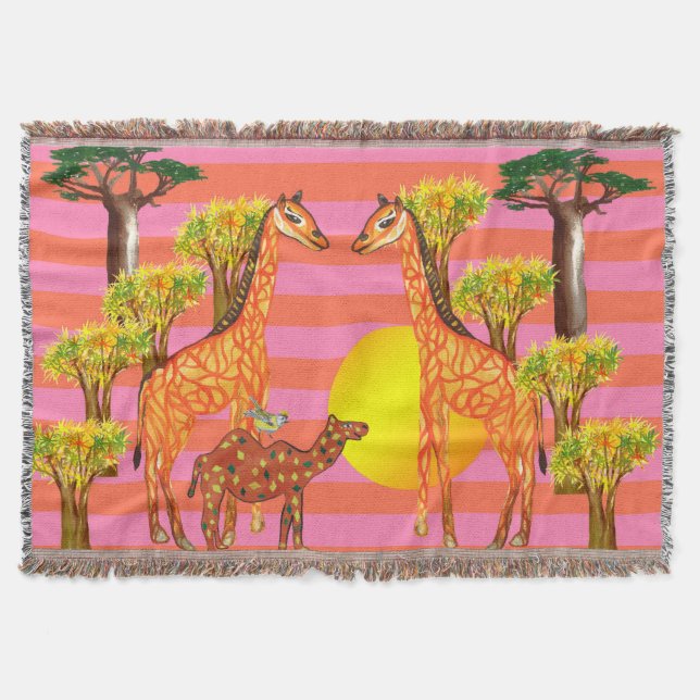 Giraffes vänner Throw Blanket Filt (Framsidan)