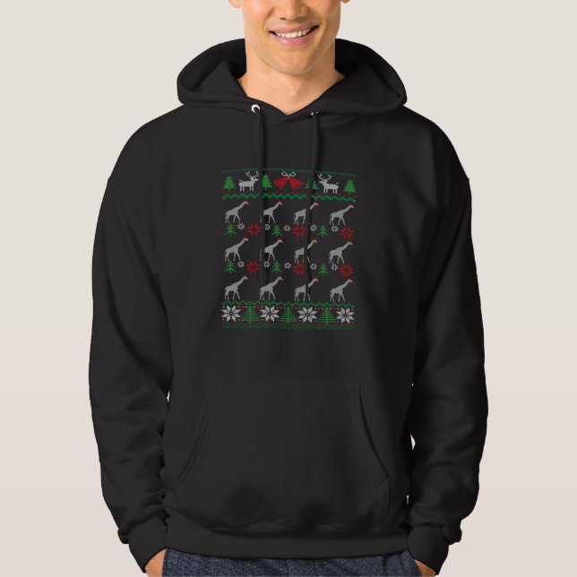 Giraffes Wearing Santa Hats African Wildlife Ugly  Hoodie (Framsida)