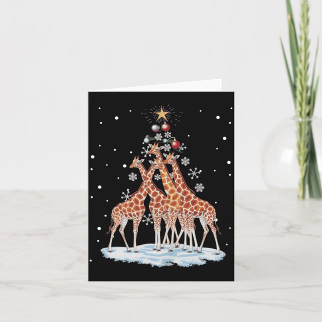 Giraffes Xmas Tree Giraffe Christmas Tree Merry Ch Kort (Framsida)