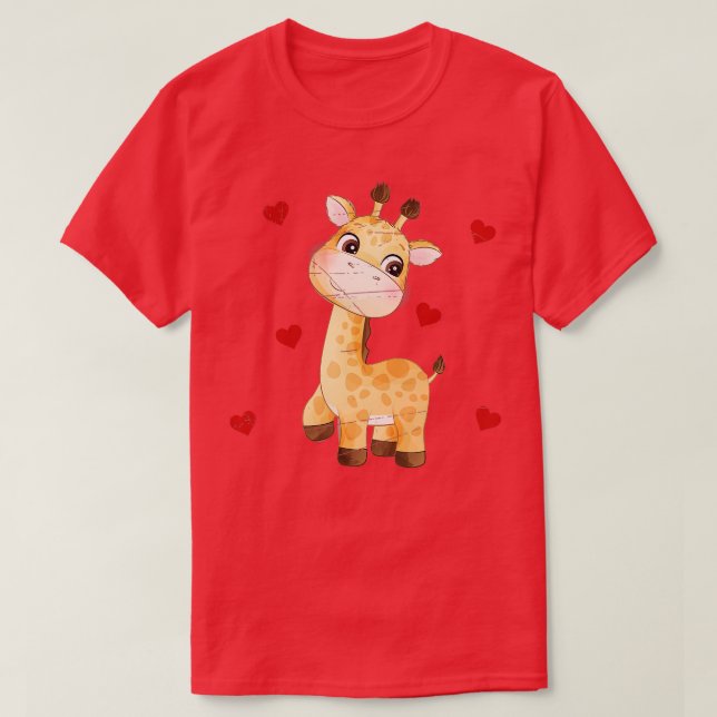 Giraffes Zoo Animal Valentines day Gift Safari Gir T Shirt (Design framsida)