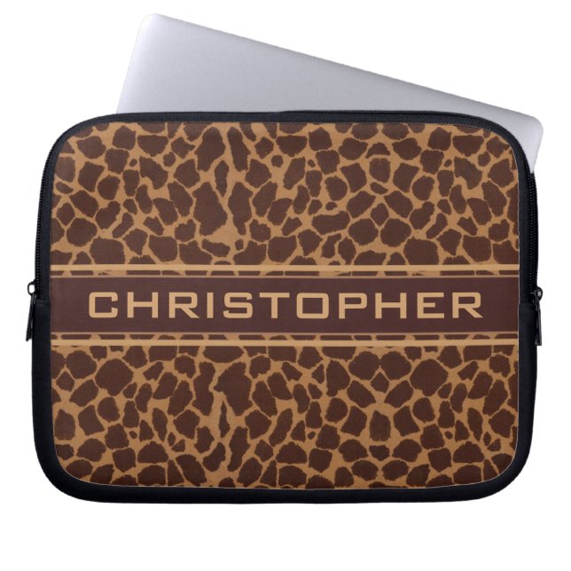 Giraffet flår tryckmönster personifierar laptop sleeve (Framsidan)