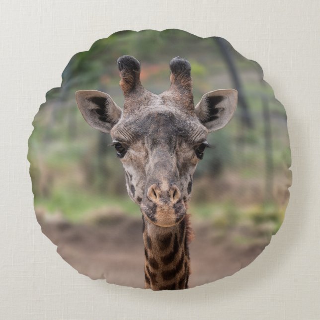 Giraffet kudder rund kudde (Framsidan)