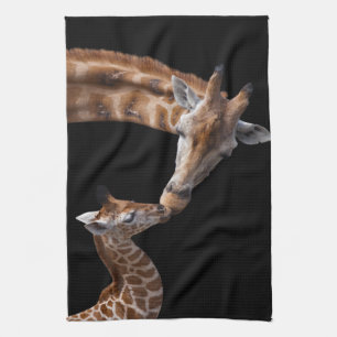 Giraffet kysser kökshandduken kökshandduk