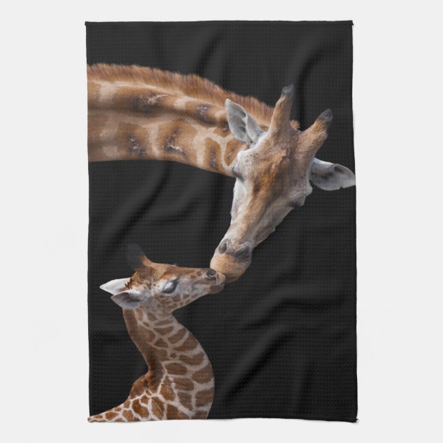 Giraffet kysser kökshandduken kökshandduk (Vertikal)
