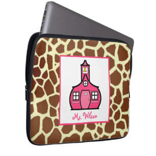 Giraffet & rosaelektronik hänger lös för lärar laptop sleeve
