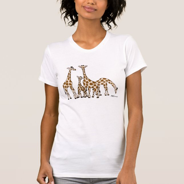 Girafffamilj i bruna och beige kvinna Tshirt T-shirt (Framsida)