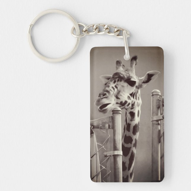 Girafffoto - Vintage Stil Nyckelring (Framsidan)