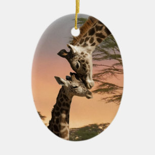Giraffhälsning varje annan julgransprydnad keramik