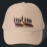 GiraffHannukah menora Truckerkeps<br><div class="desc">Grafisk illustration av en giraffHannukah menora.</div>
