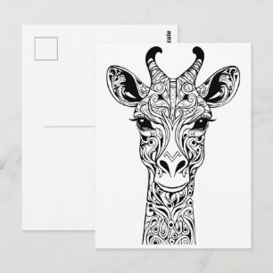 Giraffhuvud klotter ritning. klotter ritning. vykort