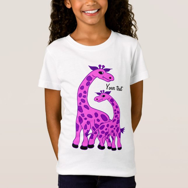 Giraffillustration i rosafärg tee (Framsida)