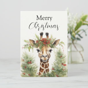 Giraffing runt Julgran Julkort