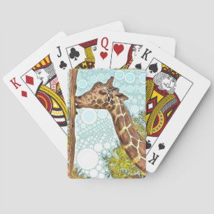 Giraffkyss som leker kort kortlek