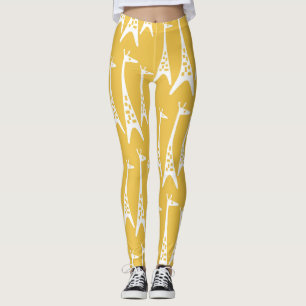 Giraffmönster i gult leggings