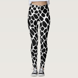 Giraffmönster i svart och vitt leggings