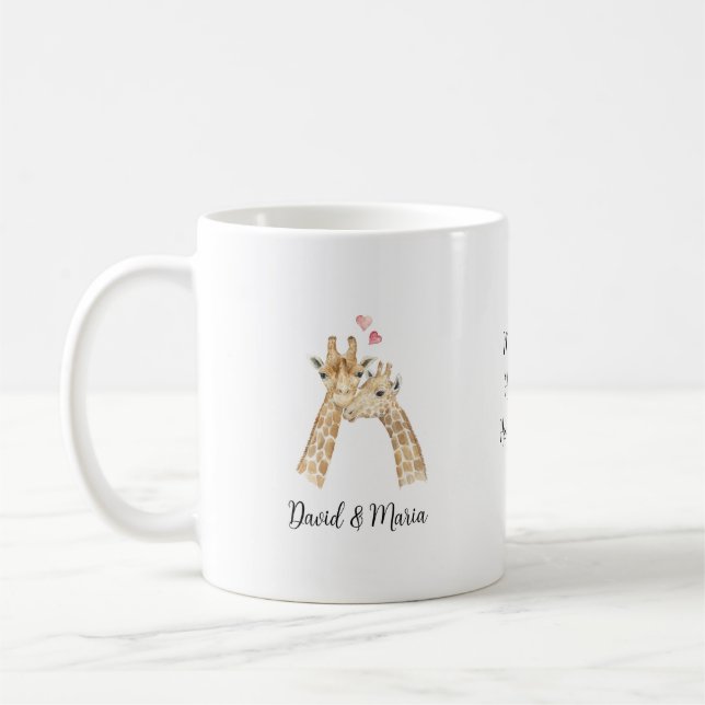 Giraffpar i kärlek kaffemugg (Vänster)