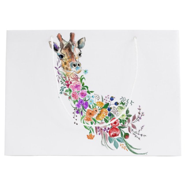 Giraffpresentpåse med blommor (Framsidan)
