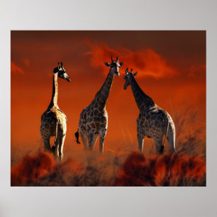 Giraffserie från söder - afrikansk vilda djur poster