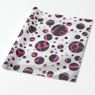 Giraffshock rosa och svart tryck presentpapper