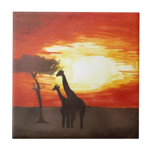 GiraffSilhouette Kakelplatta (Framsidan)