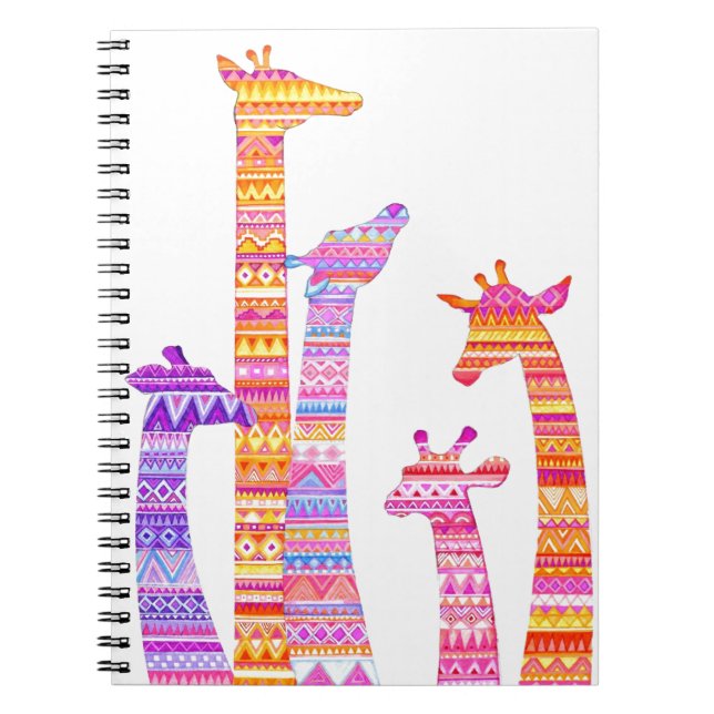 GiraffSilhouettes i färgrikt stam- tryck Anteckningsbok (Framsidan)