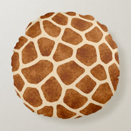 Girafftryck Brun Beige Bebisens Dag Safari-tema Rund Kudde