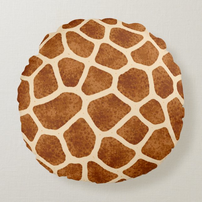 Girafftryck Brun Beige Bebisens Dag Safari-tema Rund Kudde (Framsidan)