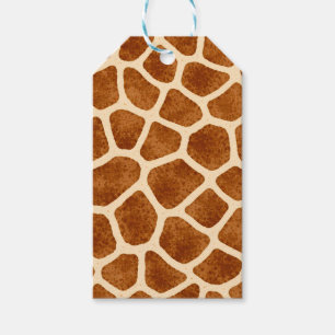 Girafftryck Brun Tan Bebis Bebisfest Safari-tema Presentetikett