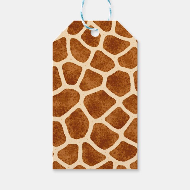 Girafftryck Brun Tan Bebis Bebisfest Safari-tema Presentetikett (Framsidan)