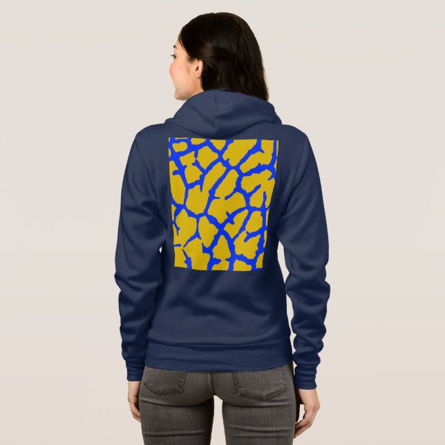 Girafftryck Gult Blått T Shirt (Hel baksida)