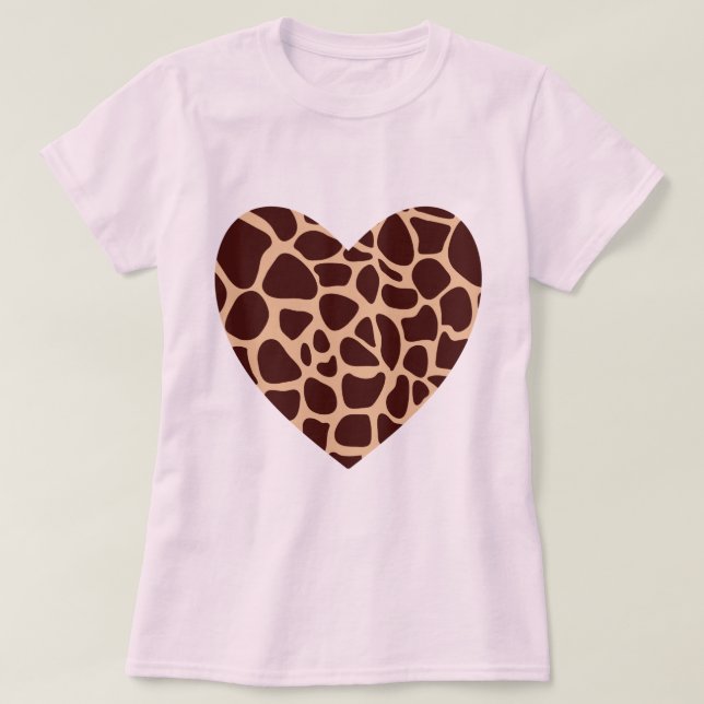 Girafftryck Hjarta T Shirt (Design framsida)