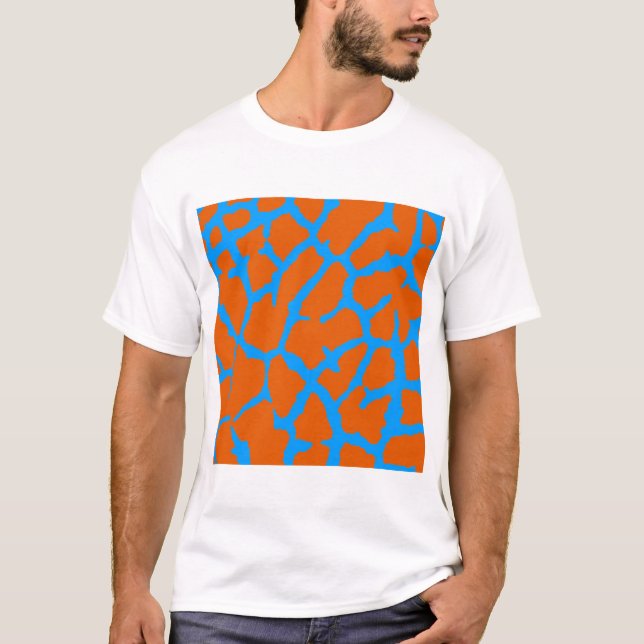 Girafftryck Orange Cyan T Shirt (Framsida)