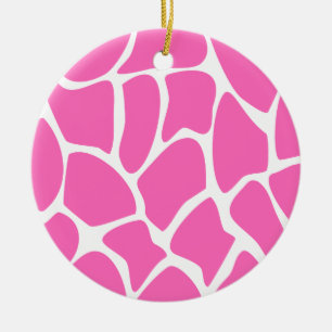 Girafftryckmönster i ljus Pink. Julgransprydnad Keramik