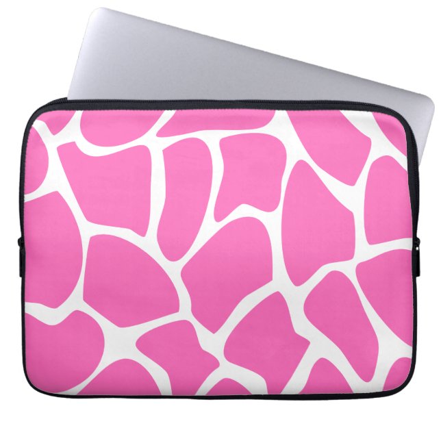 Girafftryckmönster i ljus Pink. Laptop Sleeve (Framsidan)