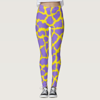 Girafftryckta Leggings med Lila Bakgrund