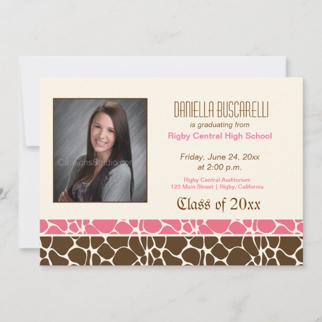 GIRAFTTRYCK AVGÅNGSBEVIS Pink/Brunt Meddelande (Framsida)