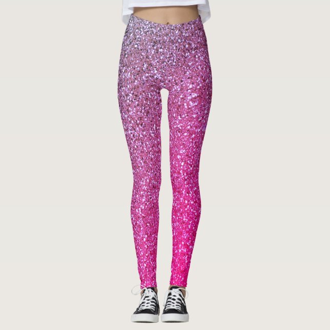 Giral Ombre Rosa & Lila Glitter Leggings (Framsida)