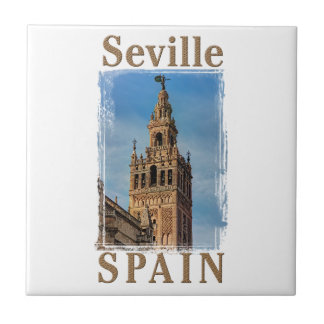 Giralda sätta en klocka på torn, Seville, Spanien Kakelplatta