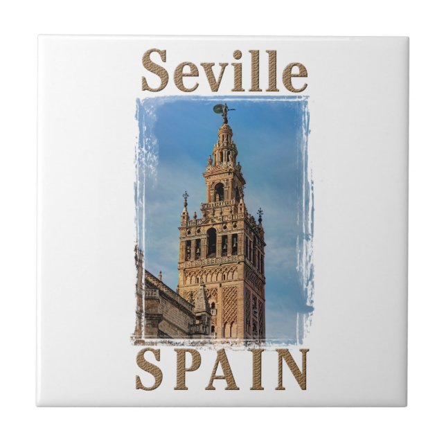 Giralda sätta en klocka på torn, Seville, Spanien Kakelplatta (Framsidan)