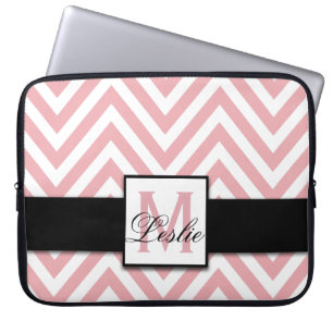 GIRALT PERSONLIG CORAL ROSA CHEVRON MÖNSTER LAPTOP SLEEVE