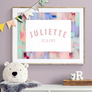 Giranpassat namn Skriv ut Rosa Pastel Kid Rumsdeko Poster