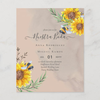 Girasoles de Invación de Boda Económica Bilingüe Flygblad