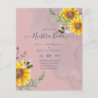 Girasoles de Invación de Boda Económica Bilingüe Flygblad