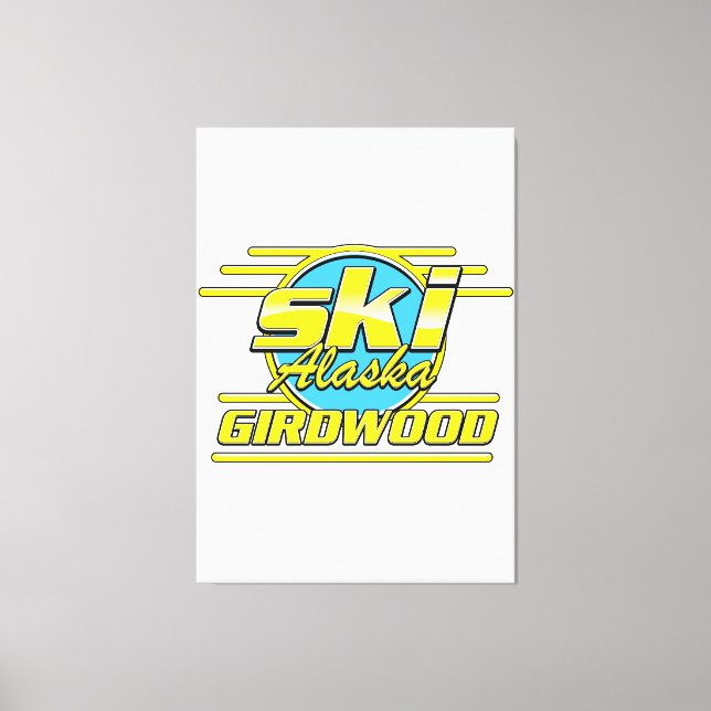 Girdwood Alaska 80-tals skidlogo Canvastryck (Framsida)
