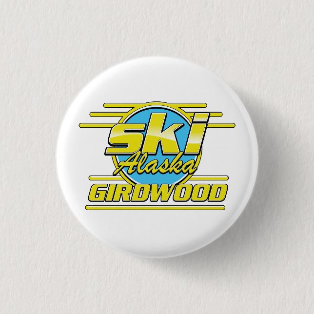 Girdwood Alaska 80-tals skidlogo Knapp (Framsida)