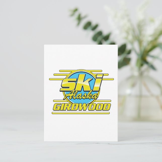 Girdwood Alaska 80-tals skidlogo Vykort (Stående Fram)