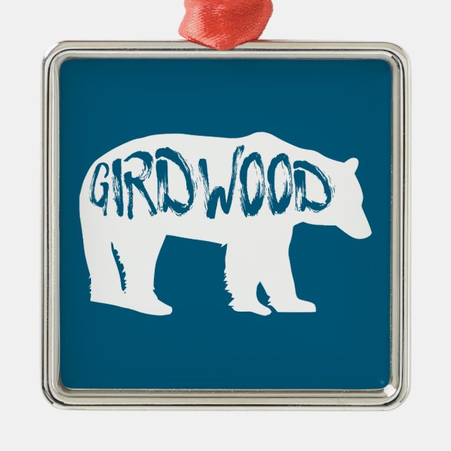 Girdwood Alaska Bear Julgransprydnad Metall (Framsidan)