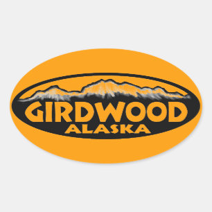 Girdwood Alaska orange ovala klistermärkear Ovalt Klistermärke